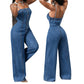 💙LIMITED-TIME 50% OFF!⏰Women Spaghetti Strap Wide Leg Denim Jumpsuit