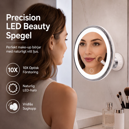 🔥 50% OFF 🪞 10X Magnifying Suction Cup LED Makeup Mirror – 360° Foldable Wall Mount Bathroom Mirror with Lights 💄