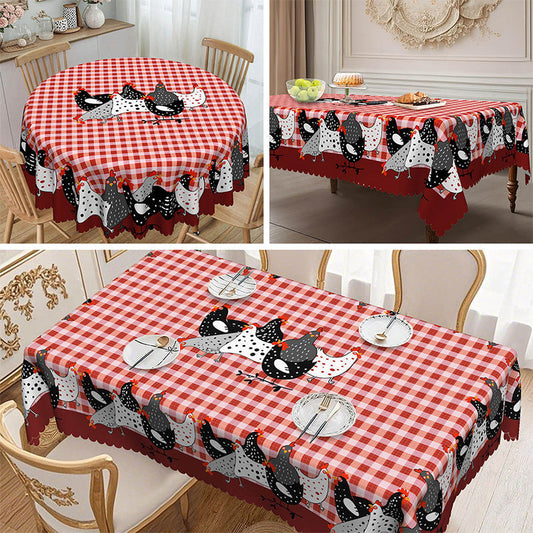 🐓❤️ 50% OFF! Farmhouse Rooster Tablecloth | Red Buffalo Plaid Chicken Table Cover