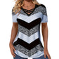 Women Criss Cross V Neck T Shirt Striped Casual Short Sleeve Tee