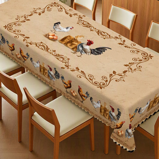 🎉 2026 Sale — Over 9,000 Sold! 🐓 Vintage Farmhouse Chicken Pattern Tablecloth – HD Prints Stay Bold, Scalloped Edges Add Charm! ✨