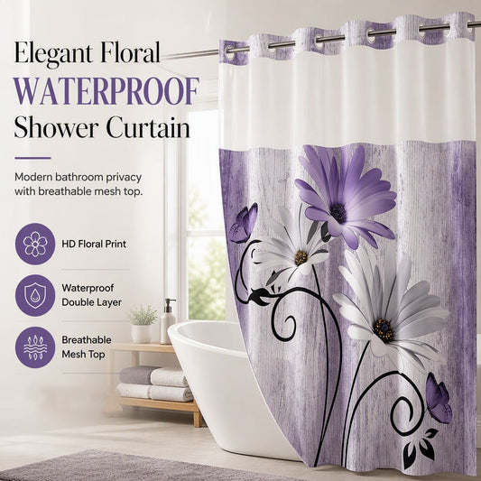 Elegant Printed Double Layer Grommet Shower Curtain