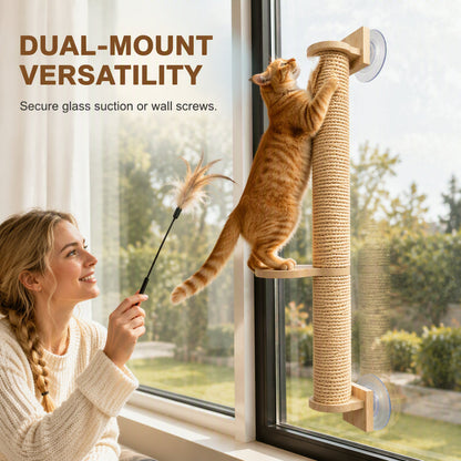 Cat Climbing Rope with Solid Wood Bracket