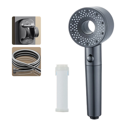 High Pressure 5-Mode Filtered Shower Head with Hose & Base
