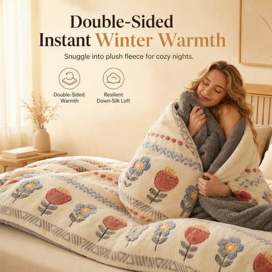 ❄️ Double-Sided Sherpa Fleece Comforter – Thick Warm Winter Quilt with Soft Velvet Feel for Cozy Bedroom Bedding