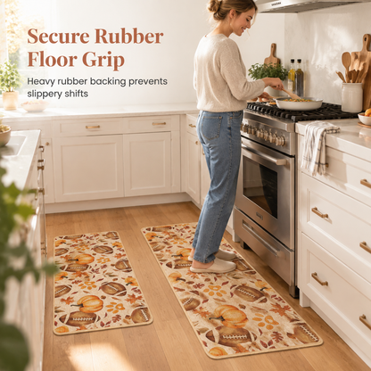 🎃 50% OFF! ✨ Autumn Pumpkin & Maple Leaf Floor Mat Set – Absorbent Linen-Like Surface, Non-Slip Rubber Backing & Durable Tight Weave – Warm Farmhouse Decor for Kitchen & Dining Room 🍁