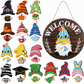 🎄 Interchangeable Gnome Welcome Sign – Wooden Seasonal Hanging Decor for Christmas, Halloween & Home Entryway