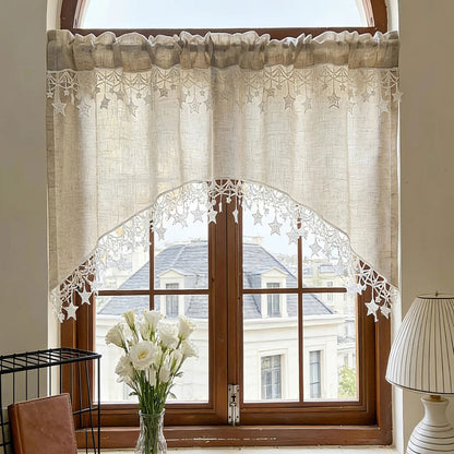 ⏳🔥LIMITED-TIME 50% OFF! ⏰Versatile Country Style Curtain with Star Lace Trim⭐️