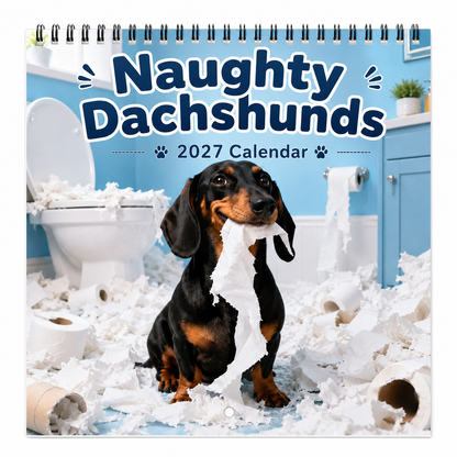 Naughty Dachshunds Dog Wall Calendar