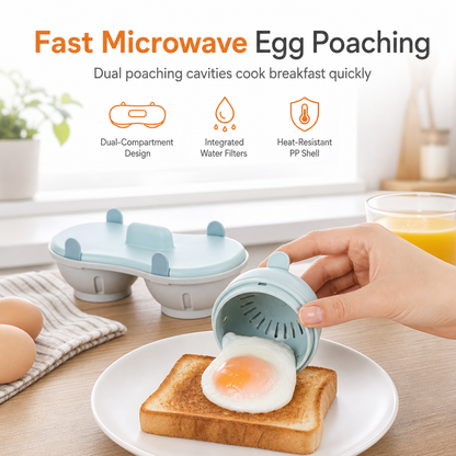 ⏳🔥LIMITED-TIME 50% OFF! ⏰Double Compartment Microwave Egg Steamer Box Kitchen Egg Cooking Mold