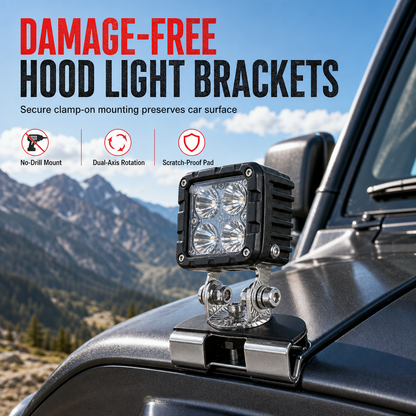 🚙 LIMITED-TIME 50% OFF! 🔩 Car Hood LED Light Bar Brackets – No Drill, Adjustable, Sturdy ✨