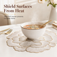 📢📢Buy 1 Get 1 Free !! ⏰Nordic Style Metallic Peony Flower PVC Placemat Heat Resistant Non Slip Waterproof Dining Table Mat 38cm