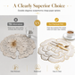 📢📢Buy 1 Get 1 Free !! ⏰Nordic Style Metallic Peony Flower PVC Placemat Heat Resistant Non Slip Waterproof Dining Table Mat 38cm