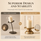 Vintage Gold Candle Holder Set with Glass Covers for Weddings and Candlelight Dinners