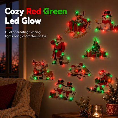 🔥 50% OFF 🎄 Christmas Glowing Wall Sticker Night Lights – Santa, Snowman, Reindeer & Tree Designs with Light Bases for Holiday Decor ✨🎅