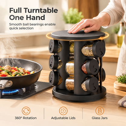 🔥 50% OFF 🍳 Stainless Steel 360° Rotating Spice Rack – Countertop Turntable Organizer for Kitchen ✨