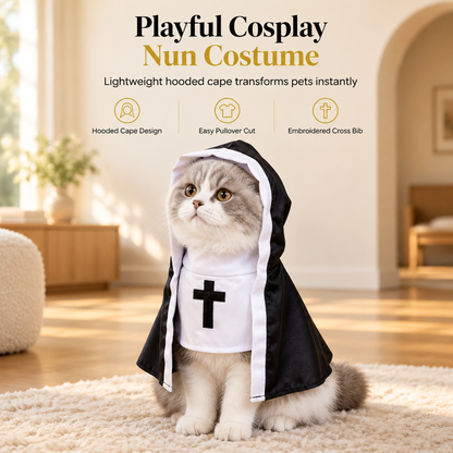 🎄🐱 Funny Pet Nun Costume – Cat & Small Dog Cosplay Outfit for Dress Up & Photo Props ✨📸