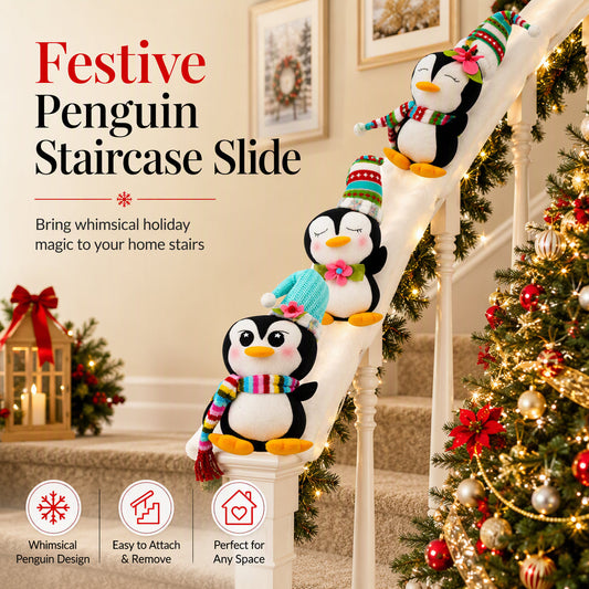 📢📢50% OFF !! ⏰ Decorative Penguin Slide Toy Set – 3 Penguins & Endless Sliding Fun ✨