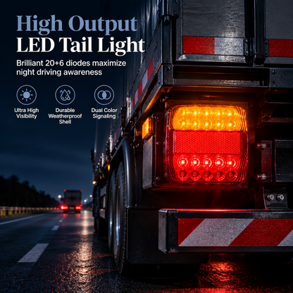 🚛 LIMITED-TIME 50% OFF! 💡 26-LED Dual-Color Tail Lights – Bright, Waterproof, 12V/24V ✅