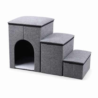🔥 50% OFF 🐕 Foldable Pet Steps with Storage – Non-Slip Dog Stairs for Couch & High Bed 🛋️✨