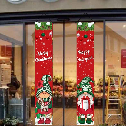 🎄✨ Christmas Door Banner & Couplet Set – Outdoor Holiday Decor, Party Hanging Flags & New Year Banner 🎅