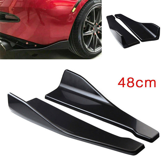 🔥 50% OFF 🚗 Universal Rear Bumper Corner Protector – 48cm Gloss Black Rear Lip Splitter & Corner Trim for Car Modification ✨
