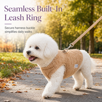 🔥 50% OFF 🐕 Soft Fleece Pet Cotton Coat with Leash D-Ring – Warm Autumn & Winter Jacket for Small Dogs & Cats ❄️✨