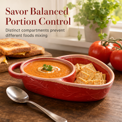 🍲 LIMITED‑TIME 50% OFF! ✨ Retro Ceramic Divided Baking Dish with Handle – Oven-Safe Dual Bowl for Soup, Dips & Sides 🥧